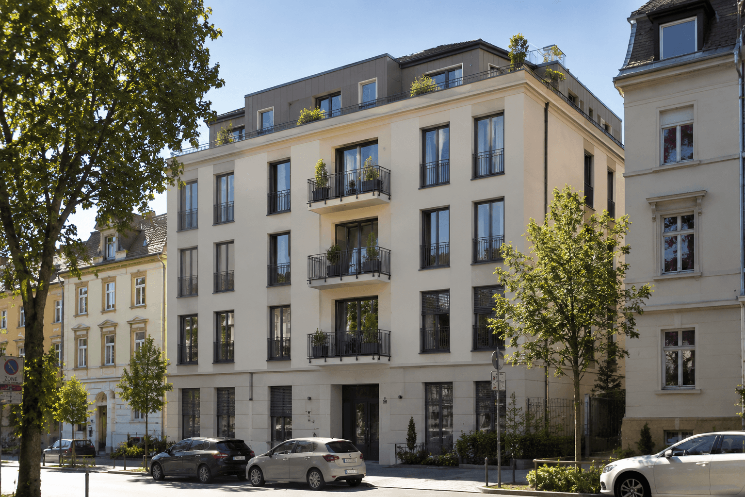 Sanierter Altbau mit klassischer Putzfassade im Stuttgarter Westen